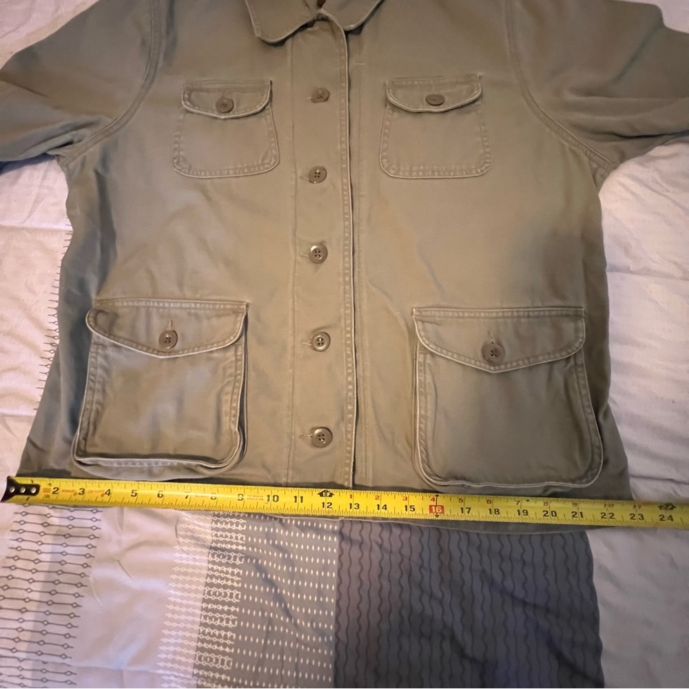 Eddie Bauer Womens Olive Green Army Military Style Utility Jacket Sz XL Cotton - Picture 13 of 16